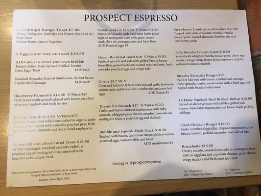 Menu photo 3 Prospect Espresso Camberwell, VIC Menu photo 3 Prospect Espresso Camberwell, VIC