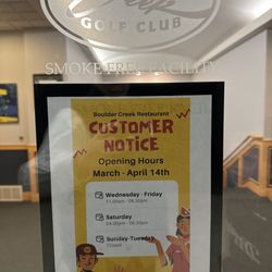 Boulder Creek Golf Club - March and April hours