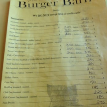 Burger Barn - Menu - Hot Dogs Near Me - Webbers Falls, Oklahoma