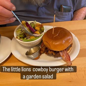 The Little Lion - My second experience at the little lion with my father in law was absolutely amazing! He got the cowboy burger and a garden salad. - Breakfast & Brunch Near Me - Ventura, California The Little Lion - My second experience at the little lion with my father in law was absolutely amazing! He got the cowboy burger and a garden salad. - Breakfast & Brunch Near Me - Ventura, California