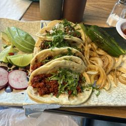 EL K’iche - Chorizo and Al pastor tacos. This place is amazing. The food and presentation is fabulous. And the staff is attentive.