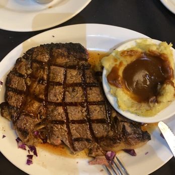 The Rodeo Steak House - Ribeye with mash potatoes and green beans!!  Delicious!!!! - Steakhouses Near Me - Williams, Arizona