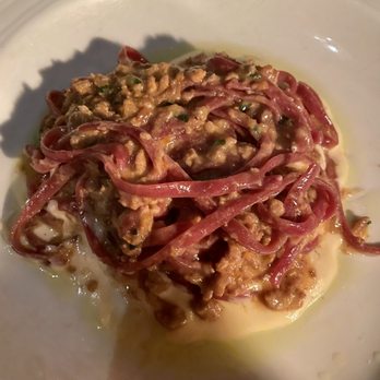 Barrique - Tagliolini Rossi con Ragu di Quaglia (Quail Marsala Ragú on Parmesan Fondue) - Dine LA - Wine Bars Near Me - Venice, California Barrique - Tagliolini Rossi con Ragu di Quaglia (Quail Marsala Ragú on Parmesan Fondue) - Dine LA - Wine Bars Near Me - Venice, California