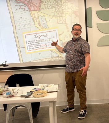 Photo of M.Lovewell - Santa Ana, CA, US. Robert Mahar teaching a Map Embroidery class