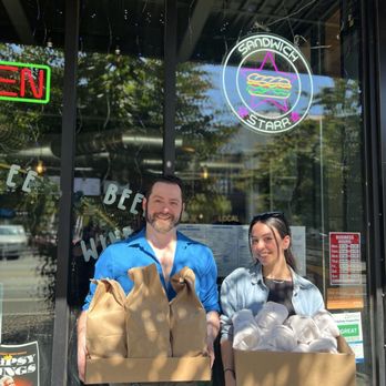 Sandwich Starr - Owner Trey Beattie and staff with all The lunches they prepared for Teacher Appreciation - Sandwiches Near Me - Tacoma, Washington