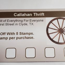 Callahan Thrift - Ask for our punch card for more savings