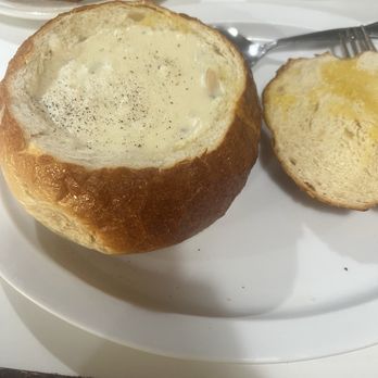 Rosy's Fish City - Clam chowder in bread bowl - Seafood Near Me - San Jose, California Rosy's Fish City - Clam chowder in bread bowl - Seafood Near Me - San Jose, California