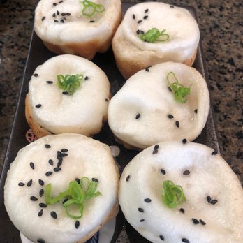 Brochette Dumpling - 20. Special House Pan-fried Pork Bao () (6 pcs) - Crispy, Hot, Soup Inside - Dim Sum Near Me - San Francisco, California
