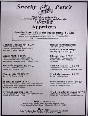 Menu photo 2 Sneeky Pete's Virginia Beach, VA Menu photo 2 Sneeky Pete's Virginia Beach, VA