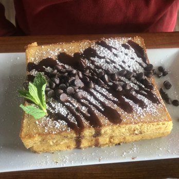 Untoasted - Pancakes with chocolate chips and chocolate hazelnut sauce. - Breakfast & Brunch Near Me - Hallandale Beach, Florida Untoasted - Pancakes with chocolate chips and chocolate hazelnut sauce. - Breakfast & Brunch Near Me - Hallandale Beach, Florida