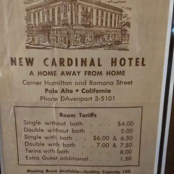 Cardinal Hotel - Old prices - Hotels Near Me - Palo Alto, California