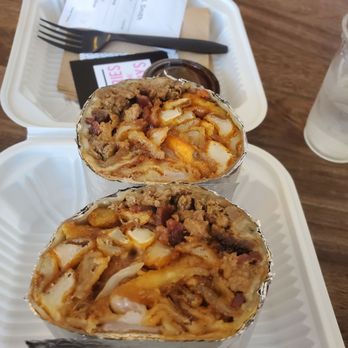Man vs Fries - Texas cowgirl burrito Carne Asada, French fries, onion rings, cheese, bbq sauce, ranch,and jalapeno - Pop-Up Restaurants Near Me - Oakland, California Man vs Fries - Texas cowgirl burrito Carne Asada, French fries, onion rings, cheese, bbq sauce, ranch,and jalapeno - Pop-Up Restaurants Near Me - Oakland, California