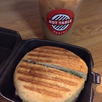 Hot Table - Ordered the chicken pesto panini with an iced coffee for two-punch Tuesday! - Sandwiches Near Me - Springfield, Massachusetts Hot Table - Ordered the chicken pesto panini with an iced coffee for two-punch Tuesday! - Sandwiches Near Me - Springfield, Massachusetts