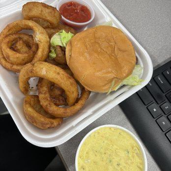 Finney's Sandwich Shop - Cheeseburger, onion rings, and potato salad. Delicious! - Sandwiches Near Me - Tupelo, Mississippi Finney's Sandwich Shop - Cheeseburger, onion rings, and potato salad. Delicious! - Sandwiches Near Me - Tupelo, Mississippi
