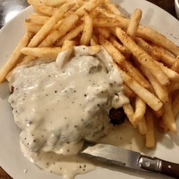 Chicken-fried steak...a little on the small side and  the breading is not golden brown.