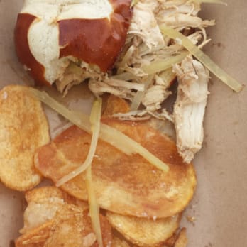 Scratch Food Truck - Coconut chicken slider with chips (guess they ran out of the pickled mango, papaya, carrots that make the sandwich complete) - Sandwiches Near Me - Minneapolis, Minnesota Scratch Food Truck - Coconut chicken slider with chips (guess they ran out of the pickled mango, papaya, carrots that make the sandwich complete) - Sandwiches Near Me - Minneapolis, Minnesota