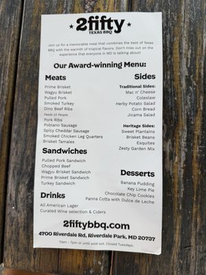 Menu photo 1 2Fifty Texas BBQ Riverdale Park, MD