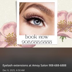 Amoy Salon and Spa - Eyelash extensions at Amoy salon 908-688-6888