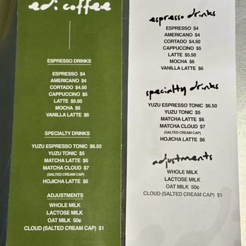 Easy Does It - Menu - 06/28/25 - Coffee & Tea Near Me - San Diego, California Easy Does It - Menu - 06/28/25 - Coffee & Tea Near Me - San Diego, California