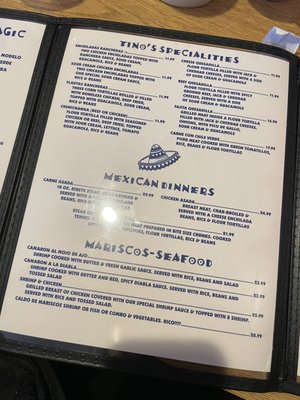 Menu photo 2 Tino's Too Mexican Restaurant Plano, TX