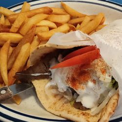 Greek Garden - This is the Gyro combo, sandwich, fries, and drink. I had an iced tea with lemon.