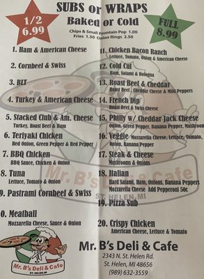 Menu photo 1 Mr. B’s Deli & Cafe Saint Helen, MI Menu photo 1 Mr. B’s Deli & Cafe Saint Helen, MI