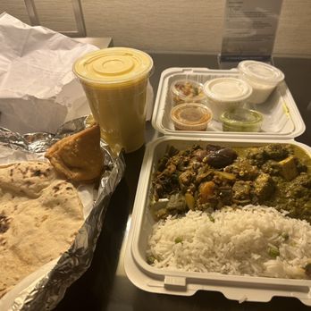 Namaste Spiceland - Aloo bhindi, saag paneer, rasmalai, yogurt, samosa, mango lassi, chapati, rice, and sauces. - Indian Near Me - Pasadena, California Namaste Spiceland - Aloo bhindi, saag paneer, rasmalai, yogurt, samosa, mango lassi, chapati, rice, and sauces. - Indian Near Me - Pasadena, California