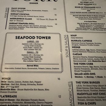 The York - Menu - New American Near Me - Syracuse, New York