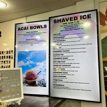 Wailua Shave Ice - Menu on the right side wall near the register - Shaved Ice Near Me - Kapaa, Hawaii Wailua Shave Ice - Menu on the right side wall near the register - Shaved Ice Near Me - Kapaa, Hawaii