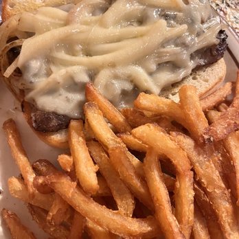 Houston's Trails End Restaurant - Philly with fries (mine was TOO crispy) - American Near Me - Kanab, Utah