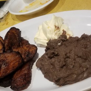 Channy Pan y Comida Guatemalteca - fried plantains with cream and refried black beans - Latin American Near Me - Hawthorne, California