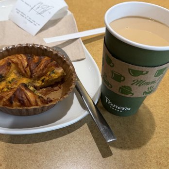 Panera Bread - Cold cafe blend Hazelnut Coffee and cold Spinach & Bacon Soufflé. - Sandwiches Near Me - Weston, Florida Panera Bread - Cold cafe blend Hazelnut Coffee and cold Spinach & Bacon Soufflé. - Sandwiches Near Me - Weston, Florida