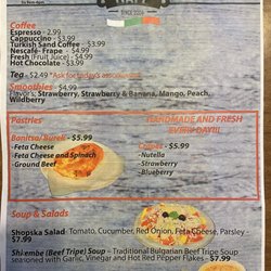 European Gusto - Cafe menu (back)