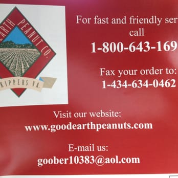 Good Earth Peanut - Information from the back of their catalog. - Specialty Food Near Me - Skippers, Virginia