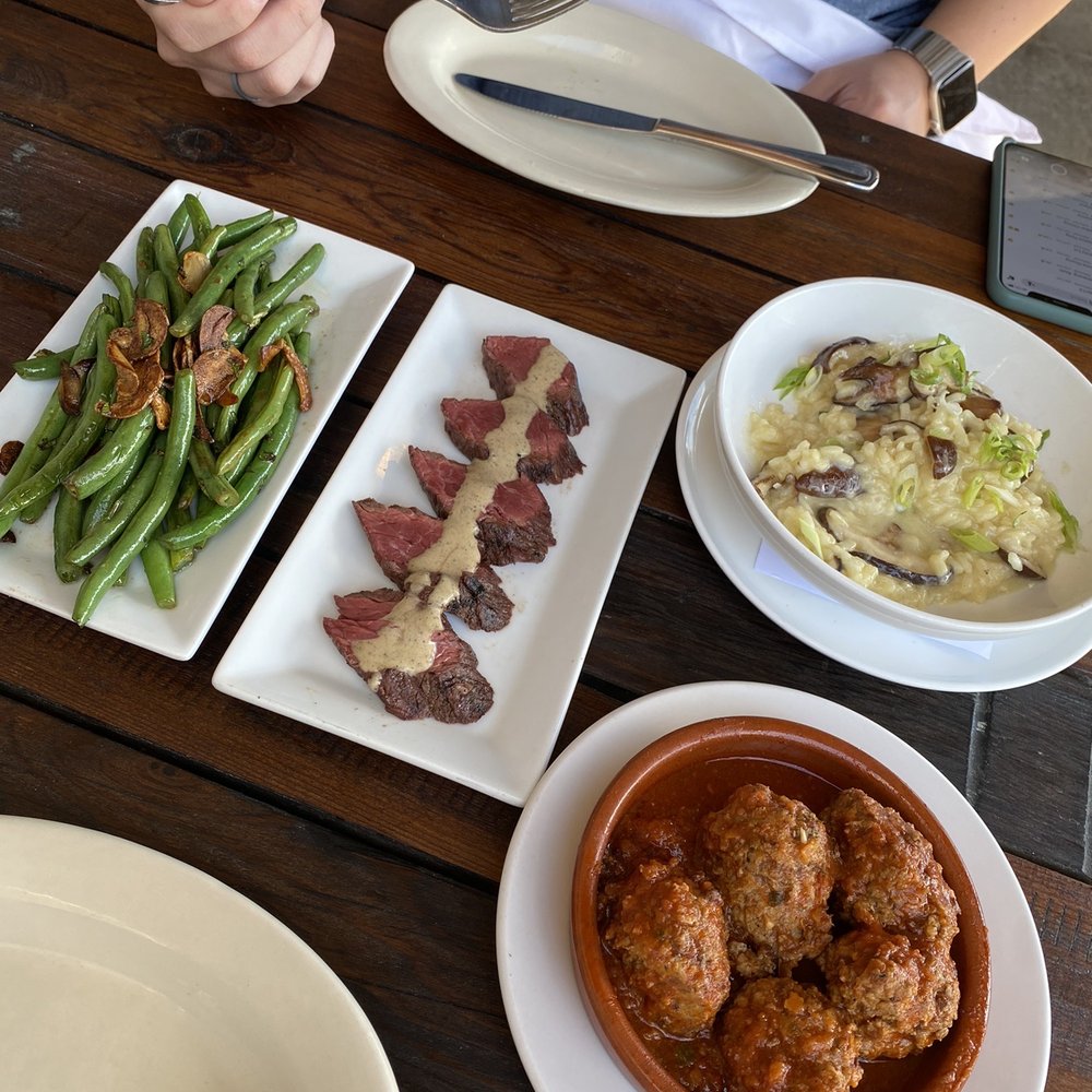 Barcelona Waypointe - Tapas: Green beans, Hanger Steak, Mushroom Risotto, and Albondigas (meatballs) - Wine Bars Near Me - Norwalk, Connecticut Barcelona Waypointe - Tapas: Green beans, Hanger Steak, Mushroom Risotto, and Albondigas (meatballs) - Wine Bars Near Me - Norwalk, Connecticut