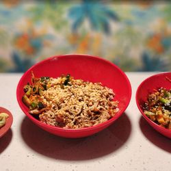 Luau pork bowl Kids chicken bowl Mac salad