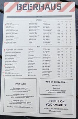 Menu photo 2 Beerhaus Las Vegas, NV