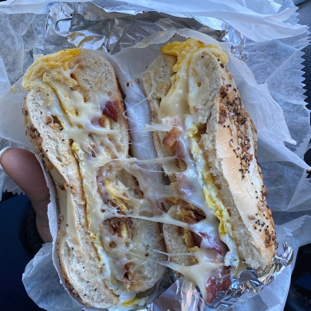 Local Hops - Bacon egg Switz cheese on everything bagel - Burgers Near Me - Forest Hills, New York Local Hops - Bacon egg Switz cheese on everything bagel - Burgers Near Me - Forest Hills, New York