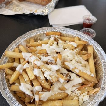 Sal's Mediterranean Fusion - French Fries cooked in beef tallow, with garlic oil and feta - Mediterranean Near Me - Fairfield, Texas Sal's Mediterranean Fusion - French Fries cooked in beef tallow, with garlic oil and feta - Mediterranean Near Me - Fairfield, Texas