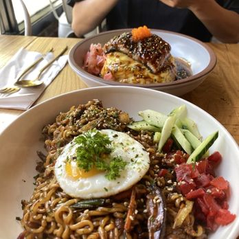 Sunny Side Breakfast - Jjapaguri (front); Unagi tornado omurice (back)! - Breakfast & Brunch Near Me - Sacramento, California Sunny Side Breakfast - Jjapaguri (front); Unagi tornado omurice (back)! - Breakfast & Brunch Near Me - Sacramento, California