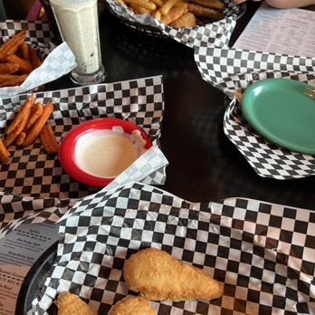 Hickory Park Restaurant Co. - Chicken strips and sweet potato fries. Cookie cream milkshake and regular fries all with ranch. - American Near Me - Ames, Iowa Hickory Park Restaurant Co. - Chicken strips and sweet potato fries. Cookie cream milkshake and regular fries all with ranch. - American Near Me - Ames, Iowa