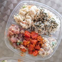 Ellie Girl Poke - 3 Choice Poke Bowl with Wasabi Mayo, Chili Crisp, Butter Garlic, Crab Mac Salad, and Pickled Daikon