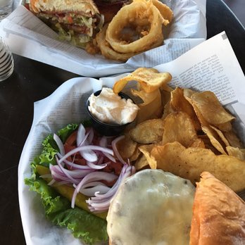 Copper Kettle - Burger with homemade chips and grinder sandwich with onion rings - Burgers Near Me - Dubuque, Iowa
