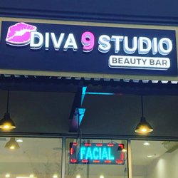 Diva 9 Studio Beauty Bar - Salon sign outside