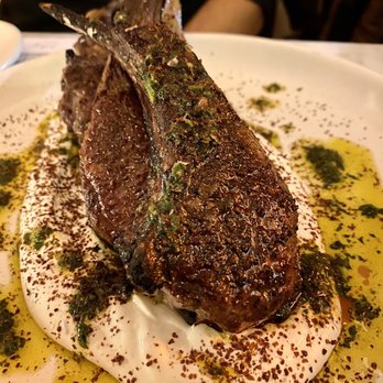 Eyval - Lamb Rack "Shishlik", cumin yogurt, preserved herbs, basmati rice - Persian/Iranian Near Me - Brooklyn, New York Eyval - Lamb Rack "Shishlik", cumin yogurt, preserved herbs, basmati rice - Persian/Iranian Near Me - Brooklyn, New York