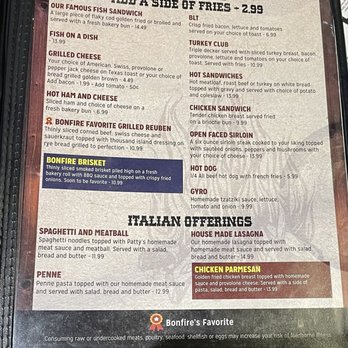 Bonfire Restaurant - Menu - American Near Me - Leechburg, Pennsylvania