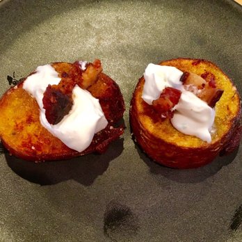 The Cookery - Potato with sour cream and bacon bites - Seafood Near Me - Seward, Alaska The Cookery - Potato with sour cream and bacon bites - Seafood Near Me - Seward, Alaska