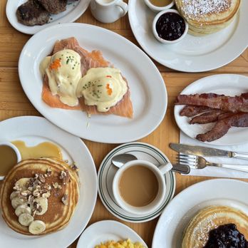 Clinton St. Baking - Heritage Pork Sausage Eggs Benedict Sugar Cured Bacon Pancakes 2 Eggs Any Style - Bakeries Near Me - New York, New York