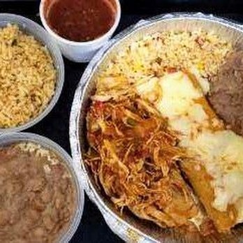 Agavero Cantina - Lilburn - Chicken tamale and enchilada combo plate with extra beans and rice,  side of salsa - Mexican Near Me - Lilburn, Georgia