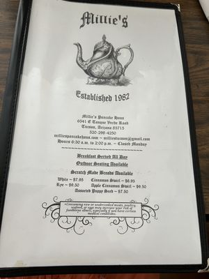Menu photo 8 Millie's Pancake Haus Tucson, AZ